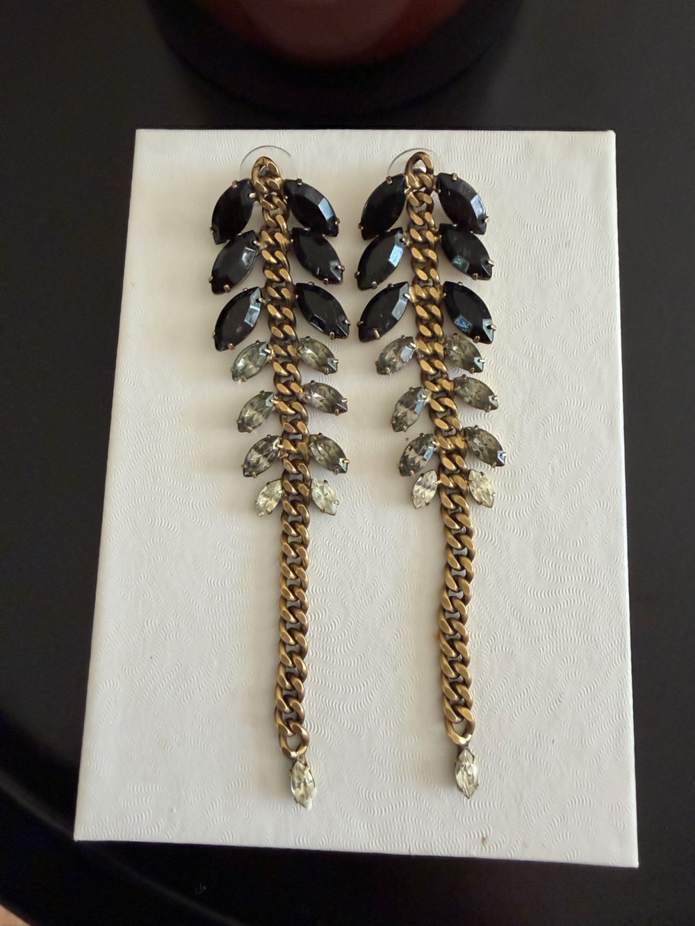 Long Ombré Crystal and Chain Earrings - By Elizabeth Cole Jewelry